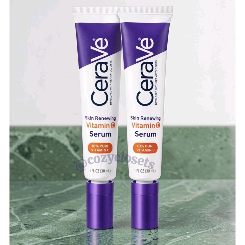 2 PC CeraVe Vitamin C Serum Skin Face 10% Pure L Ascorbic Acid Unboxed 1oz Each